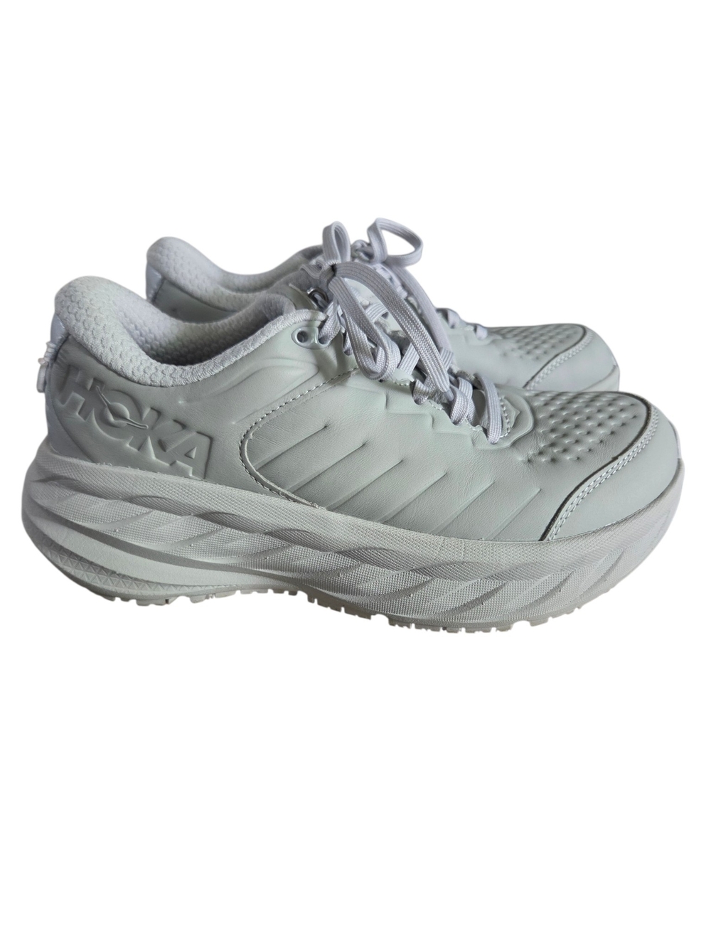 Hoka One One Bondi Sr Harbor Mist Lunar Gray womens shoes 7.5 PULL STRAP CUT OFF